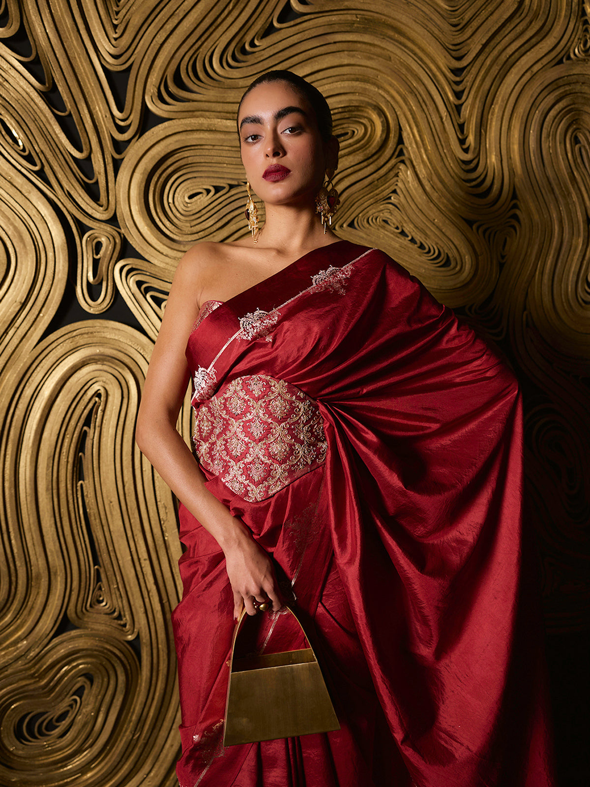 The Siren Saree in Red