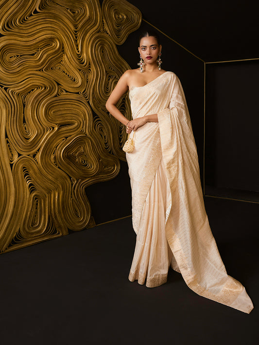 The 'Ivory Heart' Saree' in White