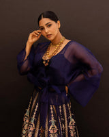 Aishwarya Lekshmi In Handwoven Deep Blue Silk Lehenga