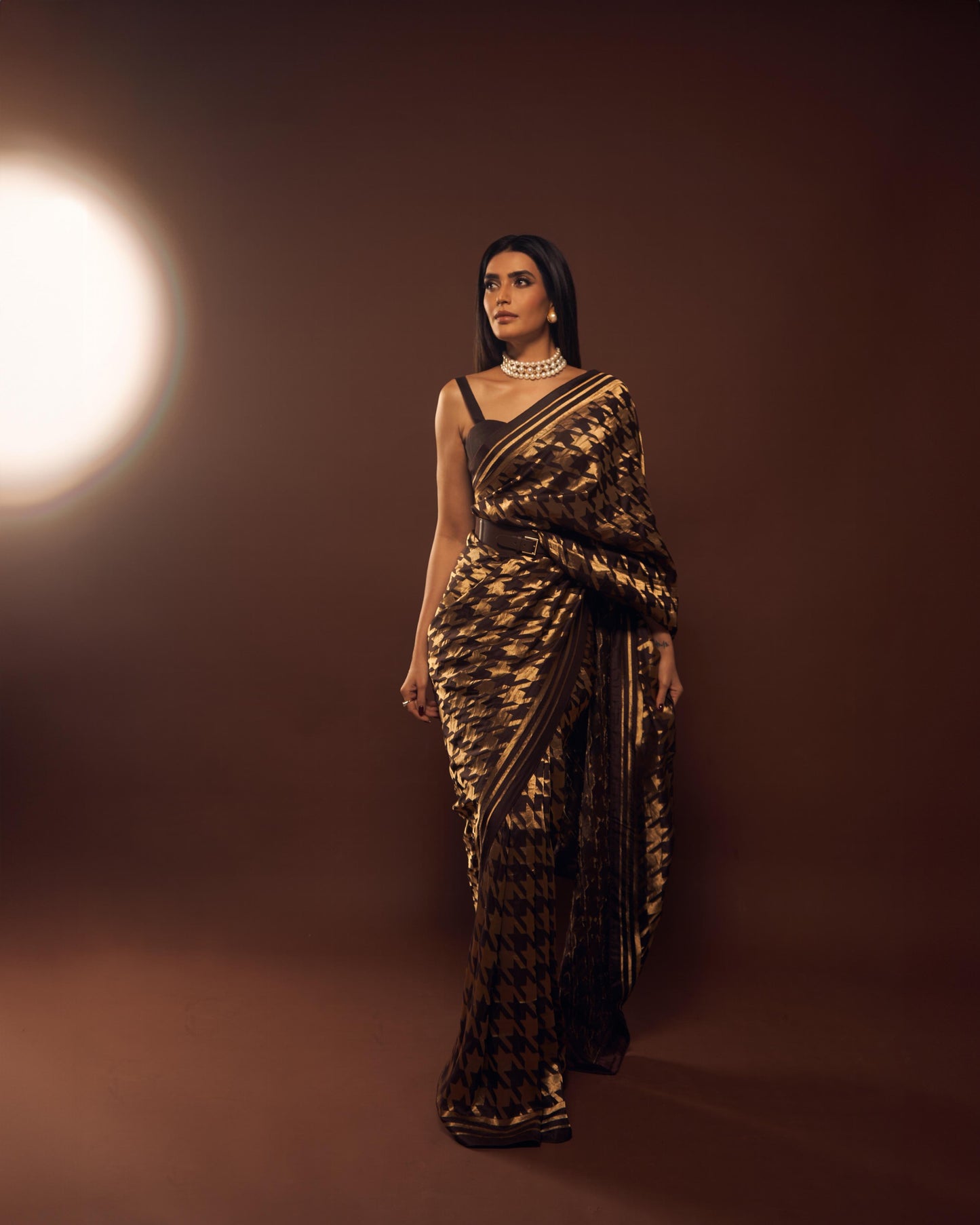 Karishma Tanna in Espresso Gerum Saree