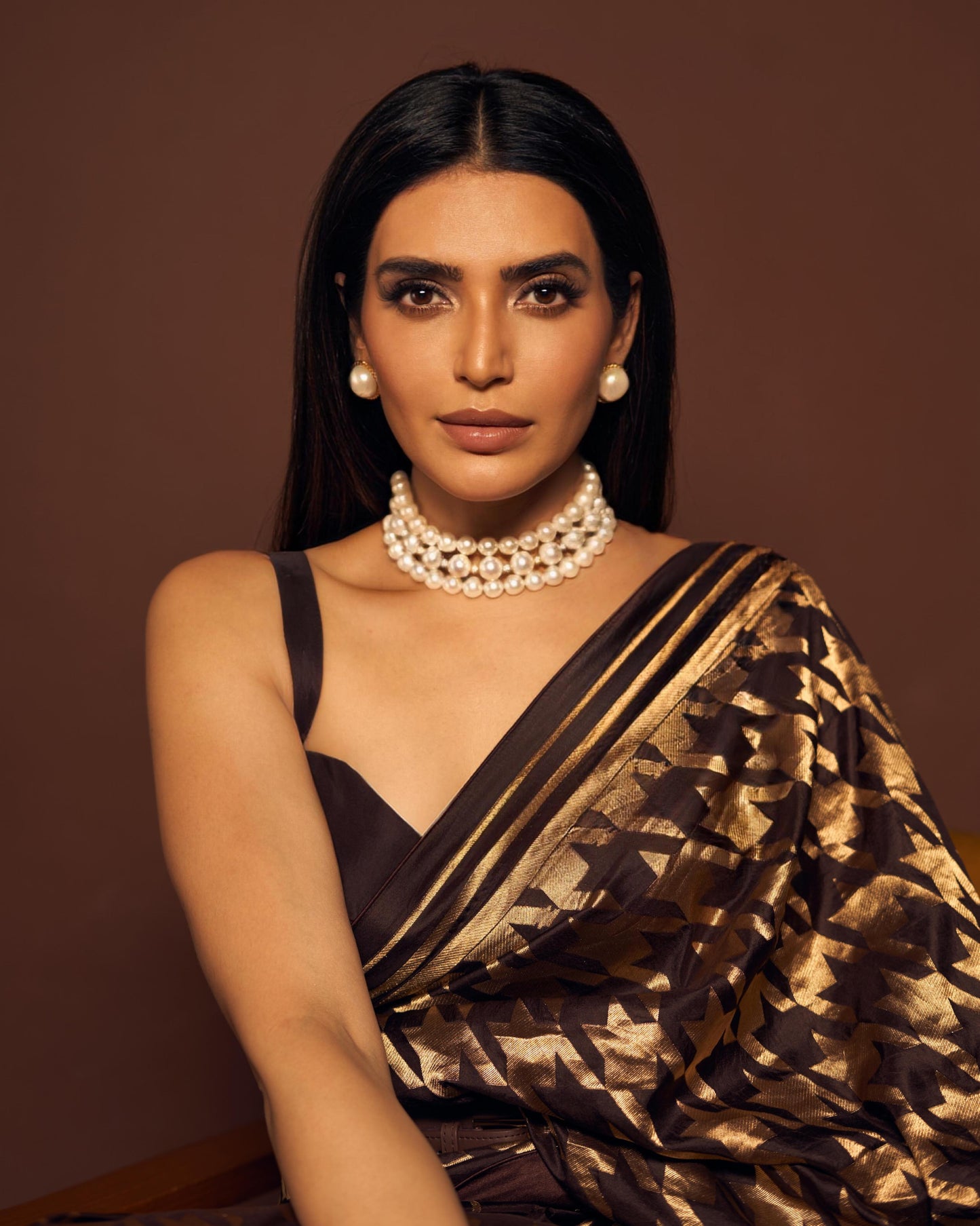 Karishma Tanna in Espresso Gerum Saree