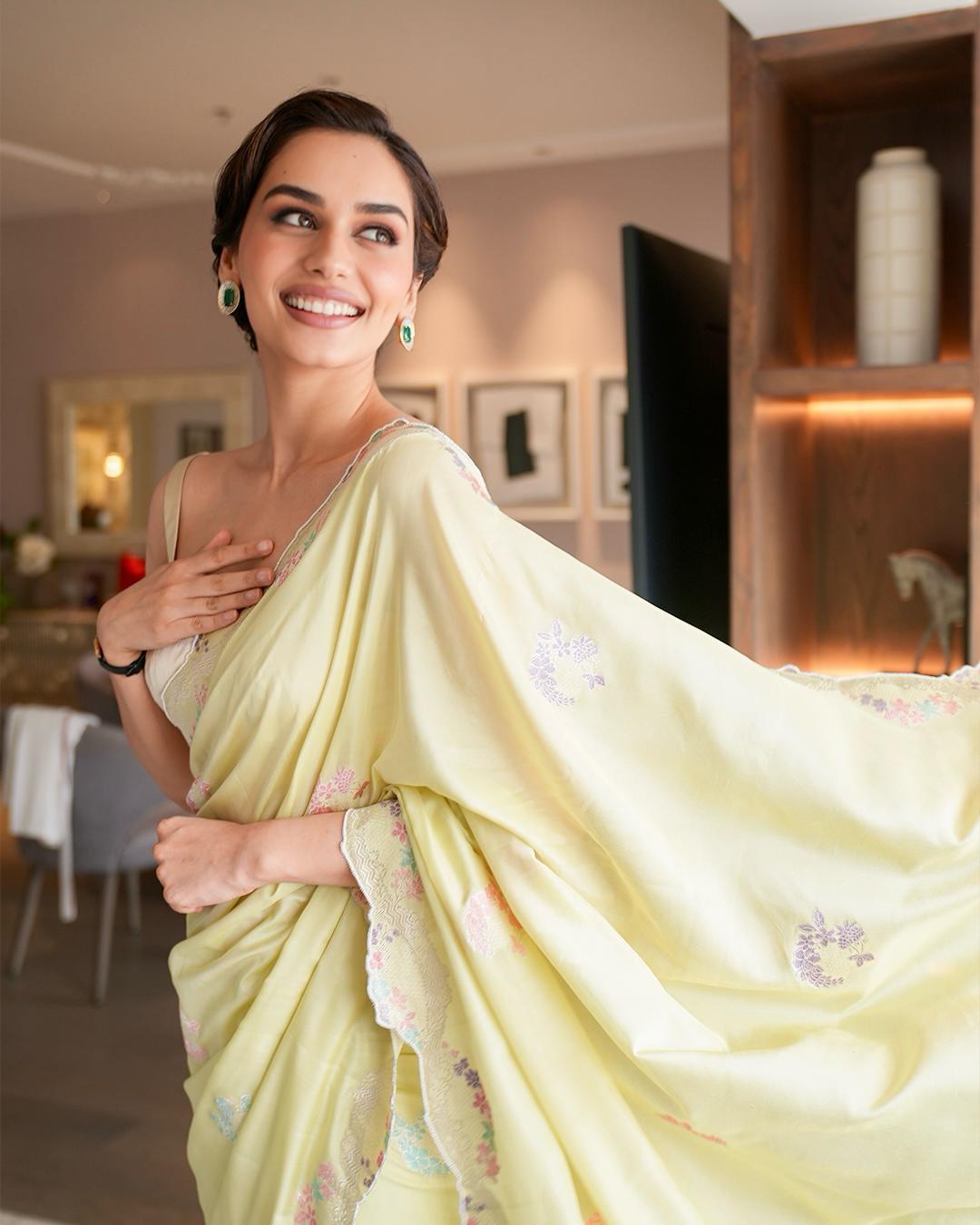 The Iris Saree In Pistachio