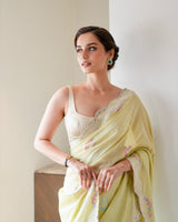 The Iris Saree In Pistachio