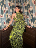 Green Leopard Print Saree