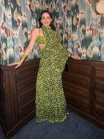 Green Leopard Print Saree