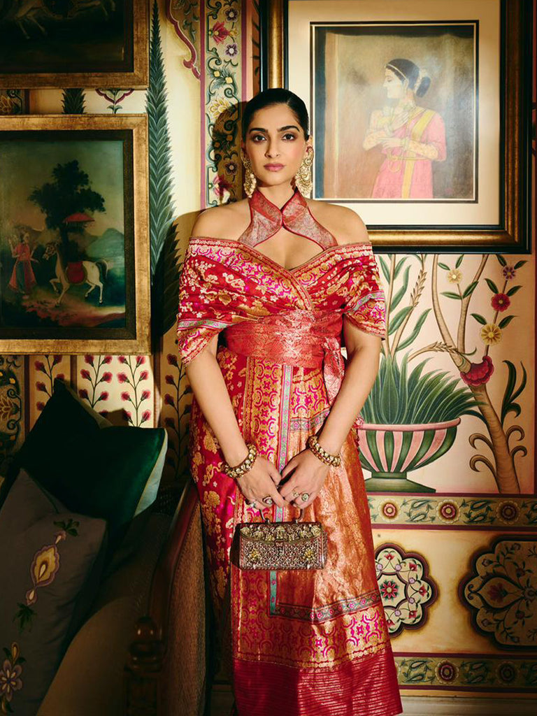 Handwoven Ruby Red Mashroo Silk Saree