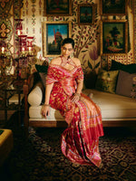 Handwoven Ruby Red Mashroo Silk Saree