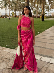 Alaviaa Jaffrey in Handwoven Deep Pink Saree