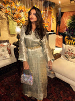 Handwoven Aqua Blue Banarasi Kaftan