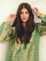 Handwoven Jade Banarasi Kaftan