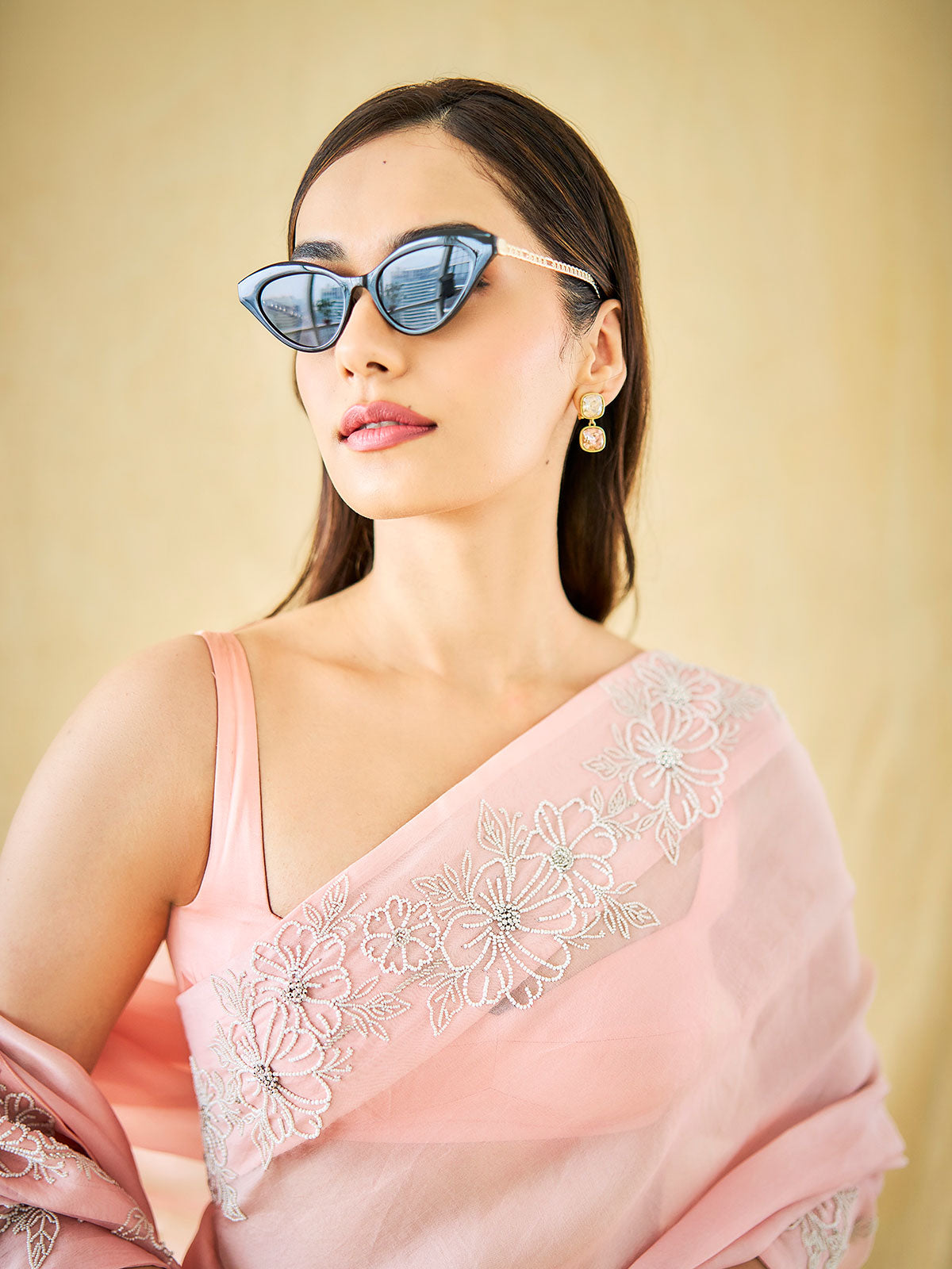 The Luna Saree In Peach