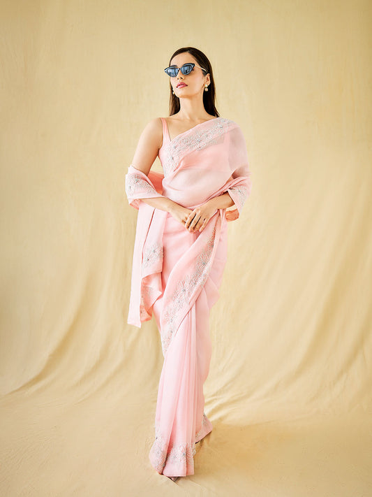 Manushi Chhillar in The Luna Saree In Peach