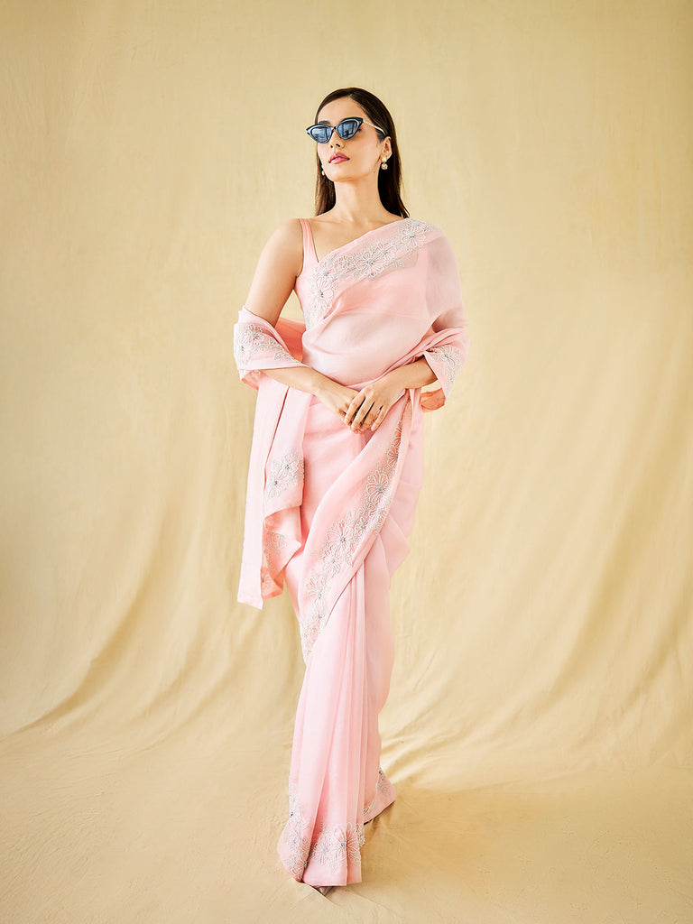 The Luna Saree In Peach