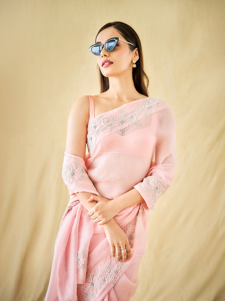 The Luna Saree In Peach