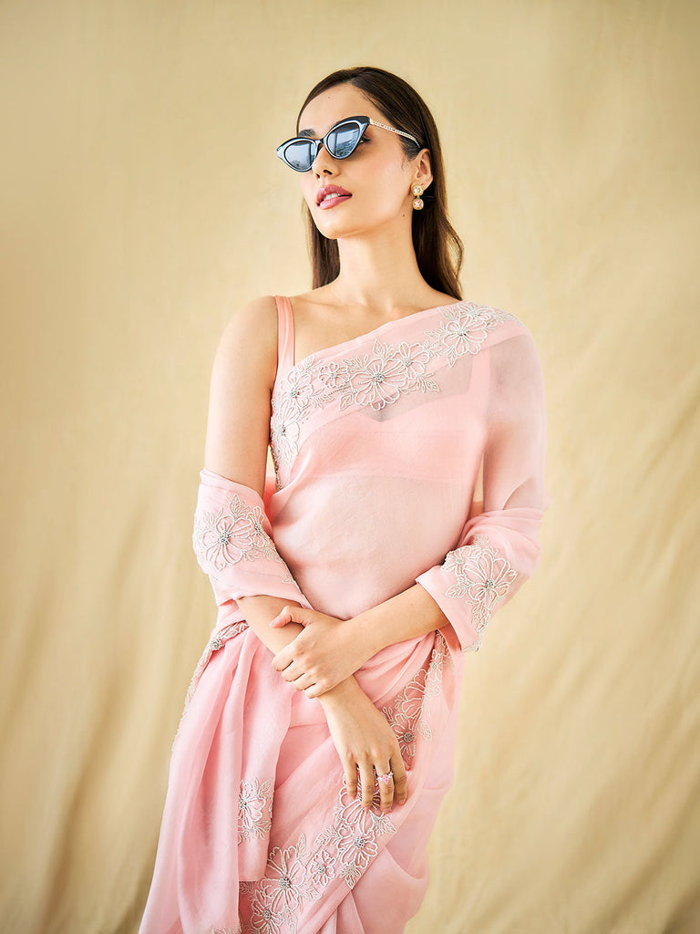 The Luna Saree In Peach