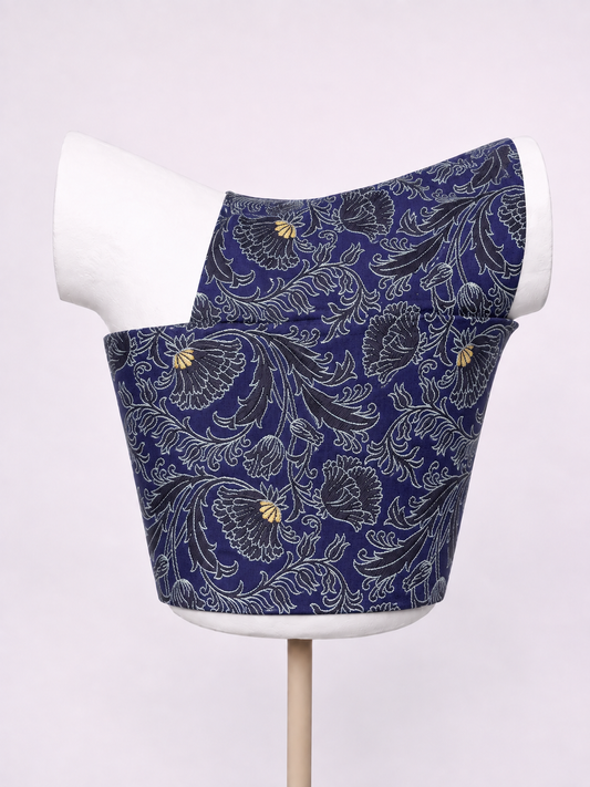 Handwoven Deep Blue Banarasi Emboss Blouse Fabric
