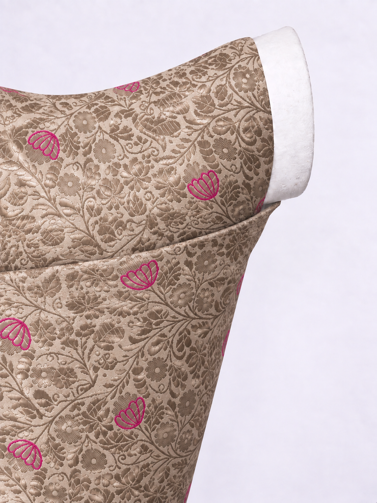Handwoven Honey Taupe Banarasi Emboss Blouse Fabric
