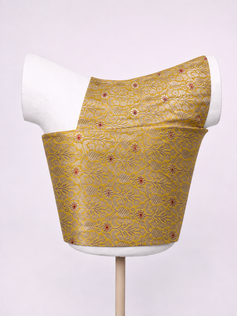 Handwoven Mustard Banarasi Emboss Blouse Fabric
