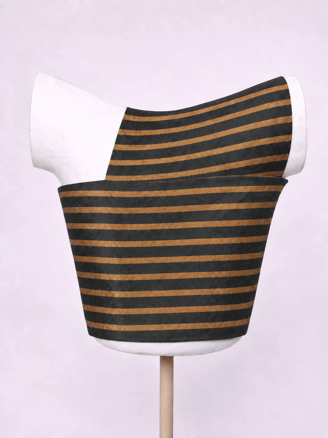 Handwoven Black & Orange Striped Cutwork Blouse Fabric