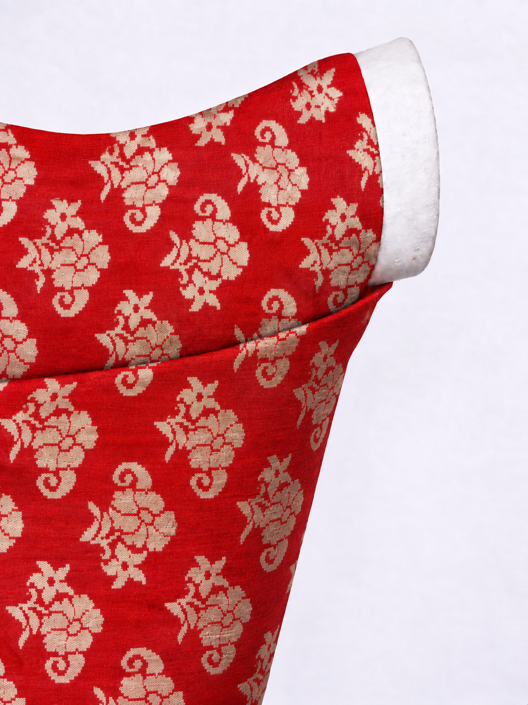 Handwoven Red Cutwork Blouse Fabric