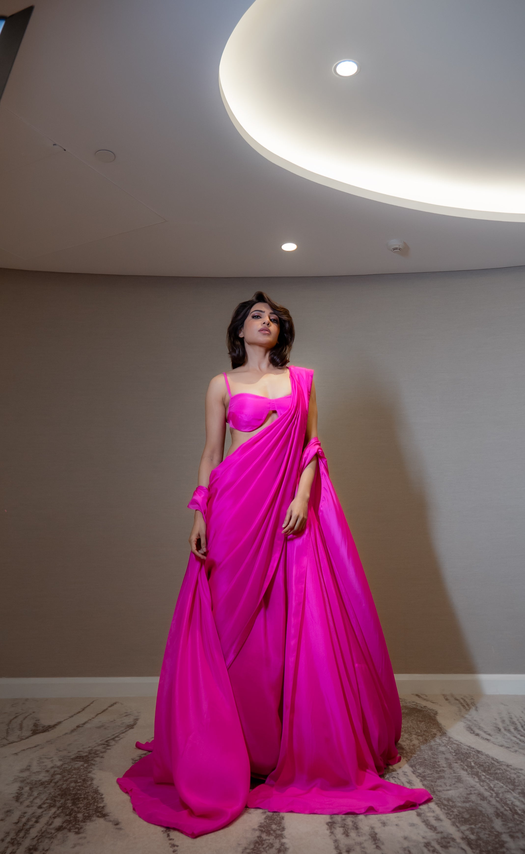 CM - Hot Pink Lichi Silk Saree - Silk Sarees - Sarees - Indian
