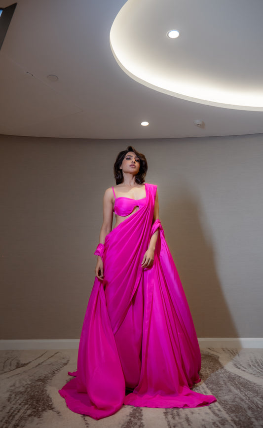 Samantha Ruth Prabhu In Handwoven Ekaya Pink Silk Saree
