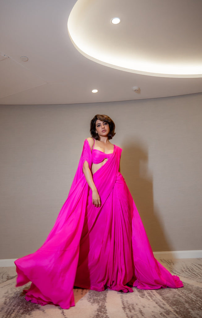 Handwoven Ekaya Pink Silk Saree