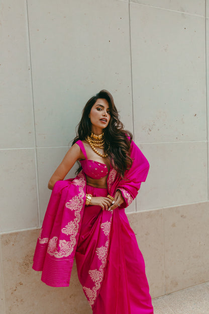 Diipa Khosla In Handwoven Pink Silk Saree