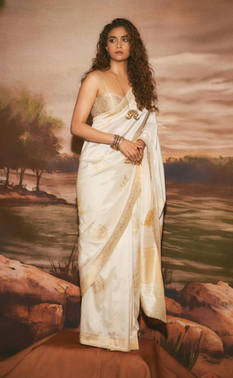 Handwoven Off White Silk Saree