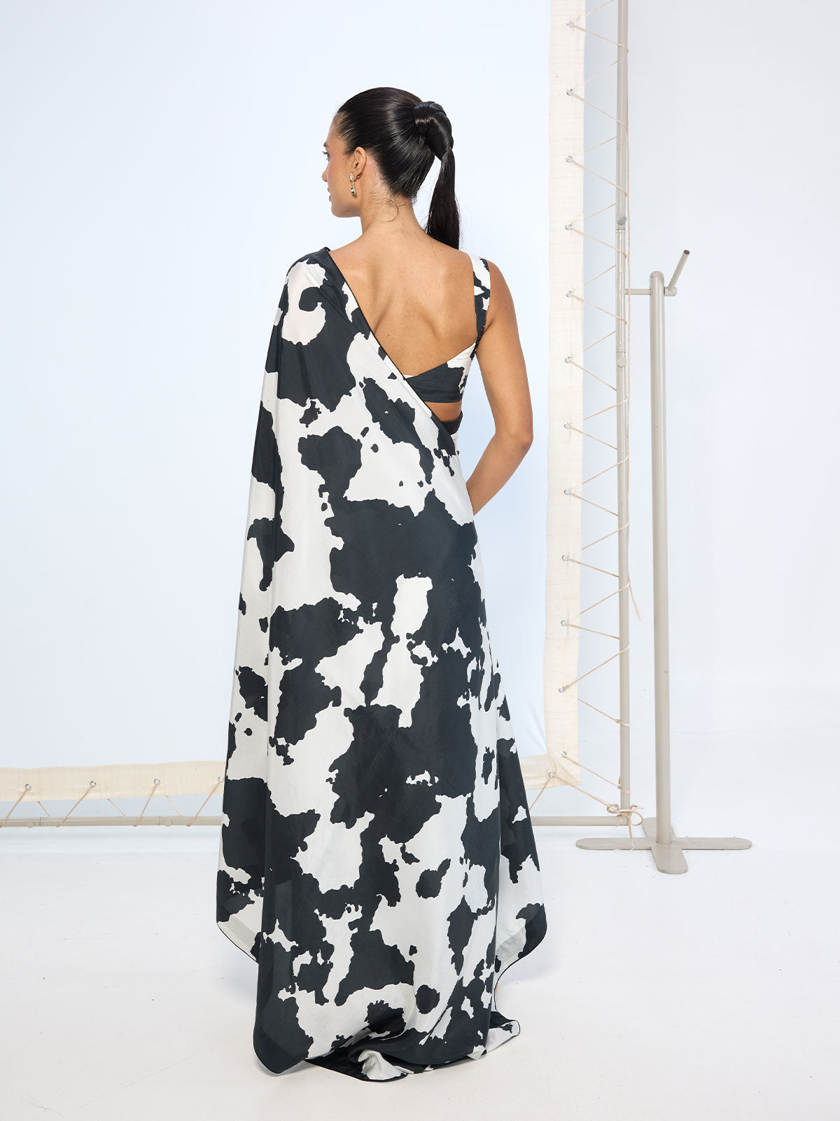 Black & White Cowhide Saree
