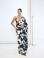 Black & White Cowhide Saree
