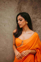 Handwoven Tangerine Orange Silk Saree