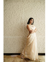 Handwoven Latte Beige Organza Saree