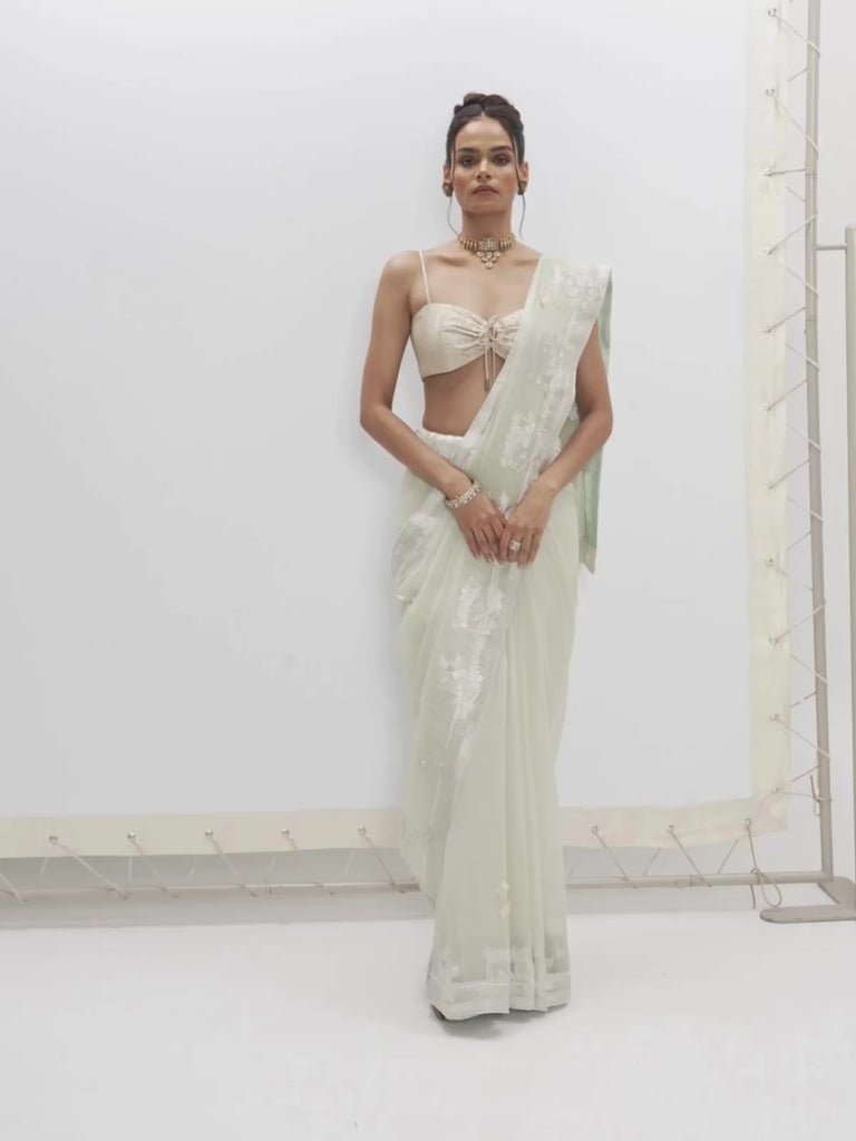 Handwoven Pastel Green Saree