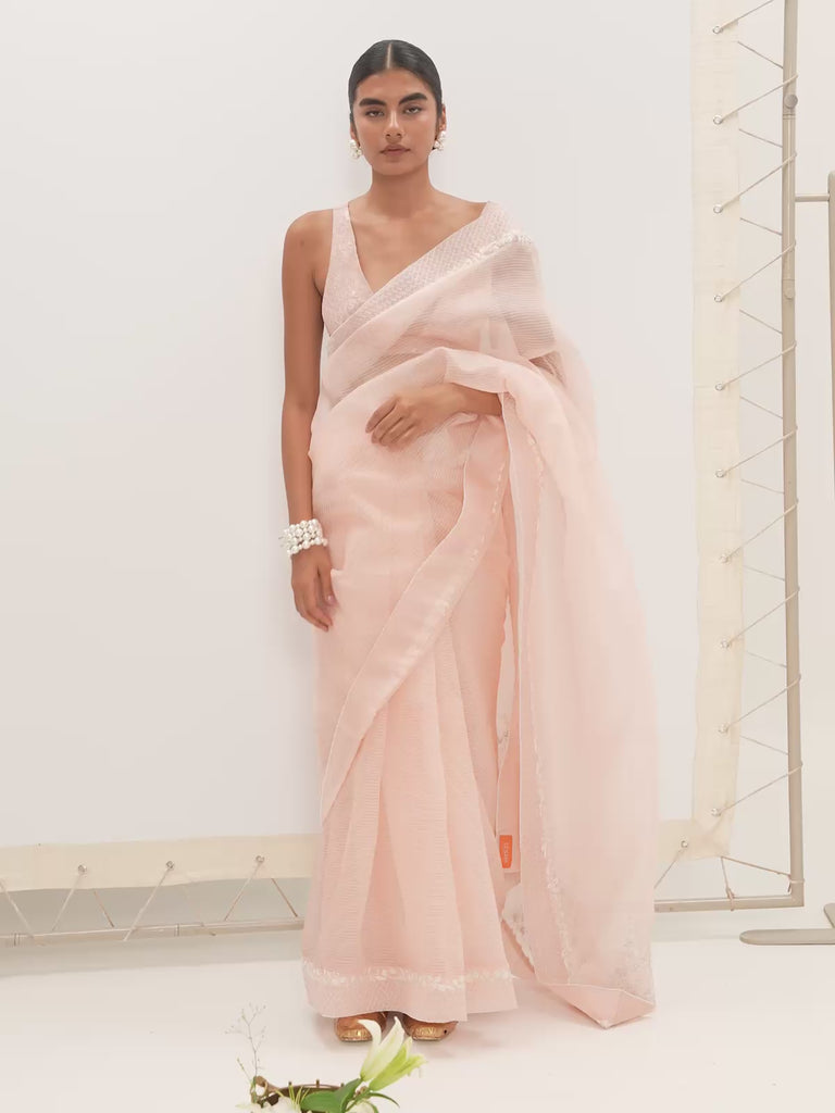 The Stella Saree In Peach