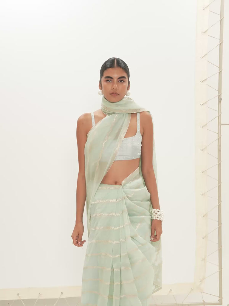 The Eden Saree in Sea Green