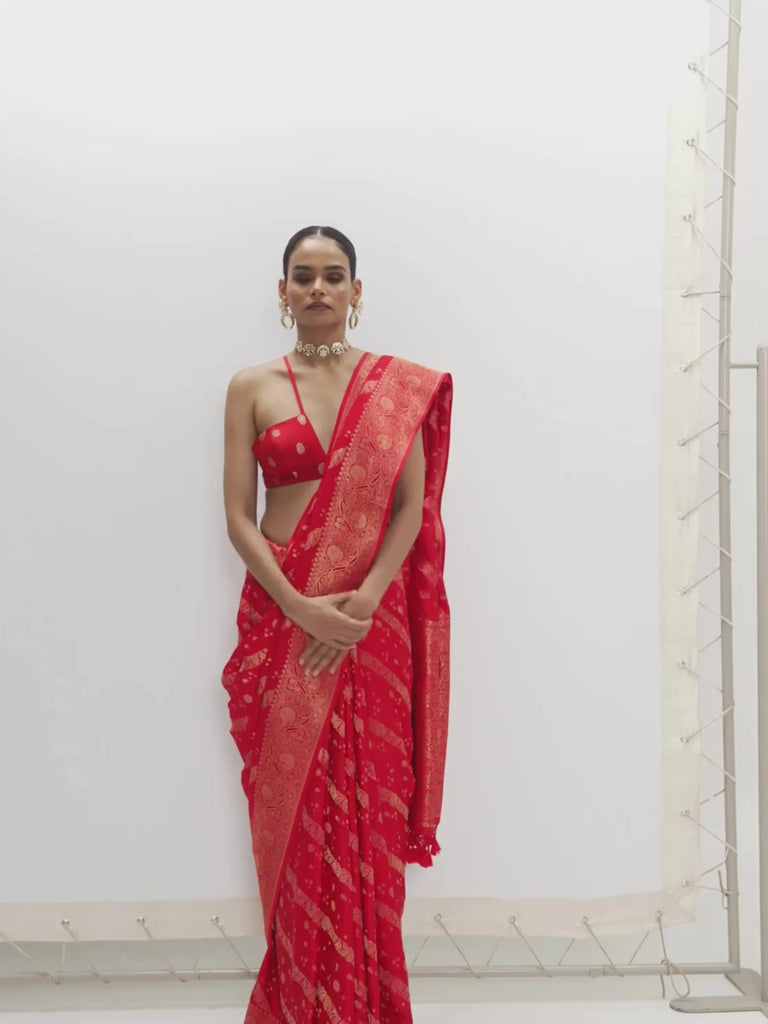 Handwoven Crimson Red Saree