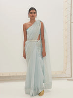 The Luna Saree In Aqua Green