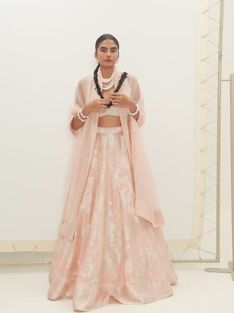 The Mia Lehenga Set In Peach