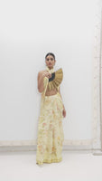 Handwoven Banana Cream Printed Saree