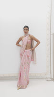 Handwoven Ballet Pink Printed Saree