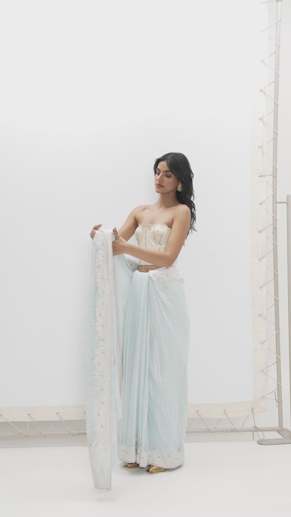 Handwoven Sky Blue Saree