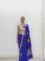 Handwoven Prussian Blue Saree