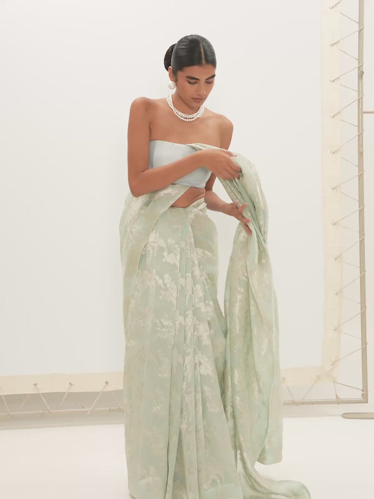 The Diana Saree In Aqua Green