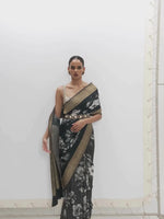 Handwoven Midnight Black Printed Saree