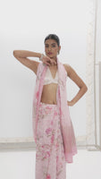 Handwoven Blush Pink Printed Saree