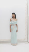 Handwoven Icy Blue Saree