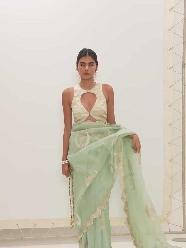 The Nora Saree In Mint Green