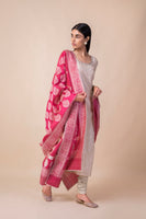 Handwoven Ruby Pink Silk Dupatta