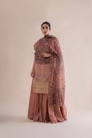 Handwoven Peach Silk Kurta and palazzo